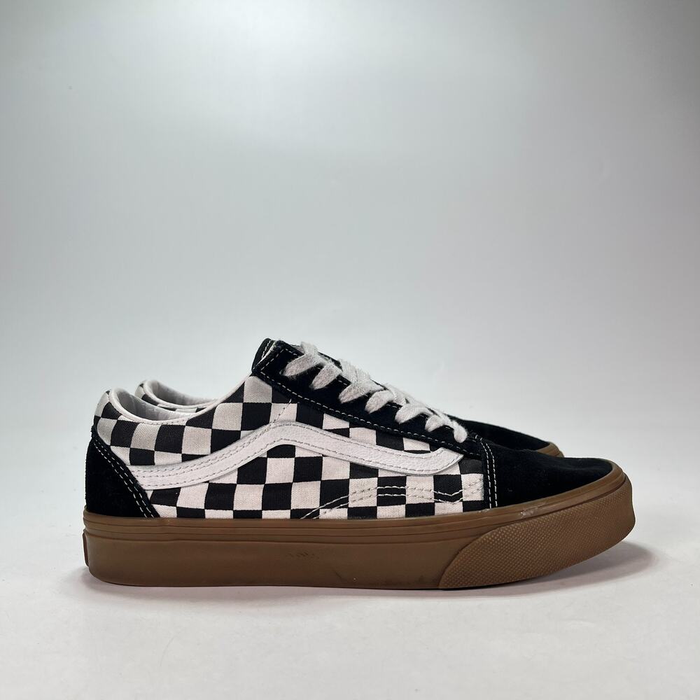 Vans Old Skool Black White Check Low Top Black Skate Shoes 500714 Women's Sz 7.5